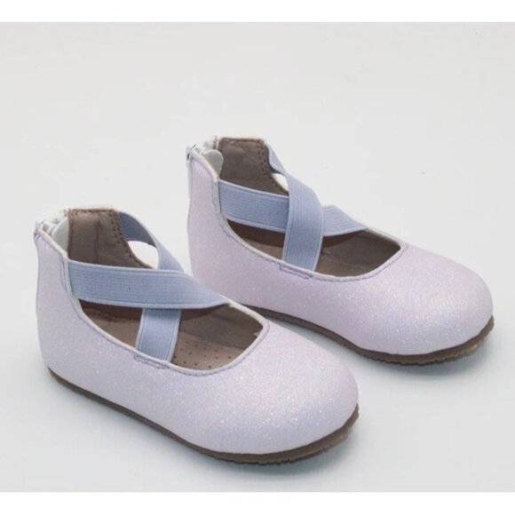 NEW A Bear Co Toddler Size 3 Lilac Smooth Glitter Ballerina Flats Purple - Picture 1 of 11